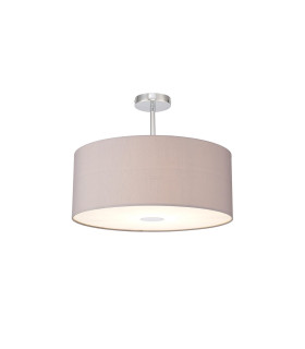 Baymont Polished Chrome E27 Semi Flush With 50cm x 20cm Faux Silk Shade Grey/White Laminate-1