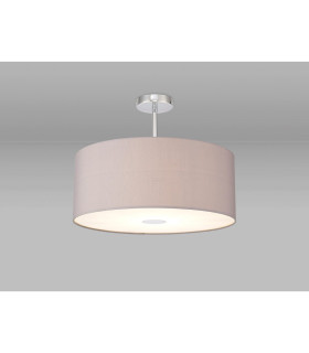 Baymont Polished Chrome E27 Semi Flush With 50cm x 20cm Faux Silk Shade Grey/White Laminate-2
