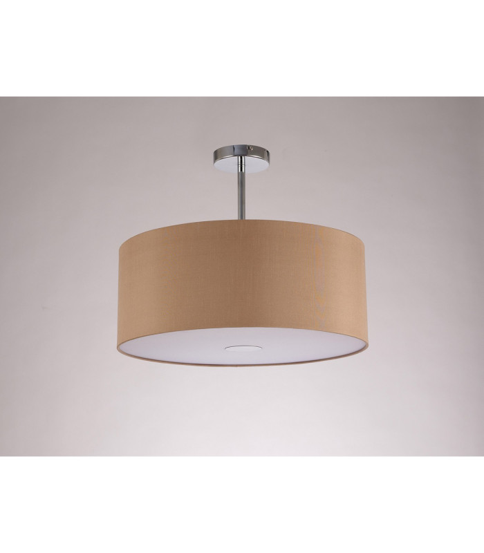Baymont Polished Chrome E27 Semi Flush With 50cm x 20cm Dual Faux Silk Shade Antique Gold/Ruby-13