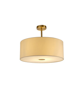 Baymont Antique Brass E27 Semi Flush With 50cm x 20cm Faux Silk Shade Ivory Pearl/White Laminate-1