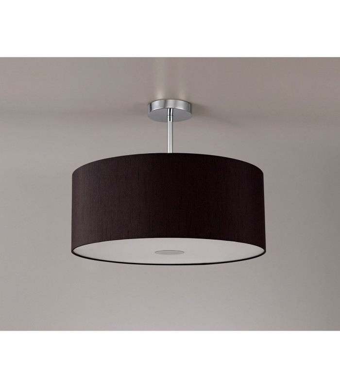 Baymont Polished Chrome E27 Semi Flush With 50cm x 20cm Faux Silk Shade Black/White Laminate-13