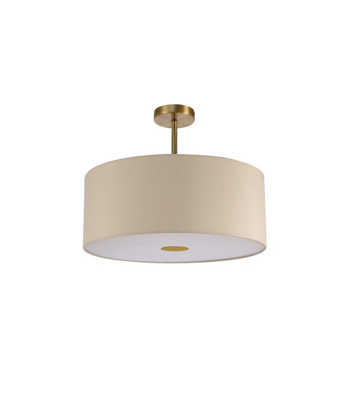 Baymont Antique Brass E27 Semi Flush With 50cm x 20cm Faux Silk Shade Ivory Pearl/White Laminate-4