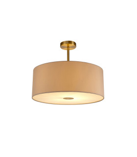 Baymont Antique Brass E27 Semi Flush With 50cm x 20cm Dual Faux Silk Shade Nude Beige/Moonlight-1