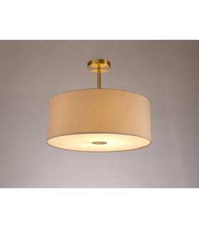 Baymont Antique Brass E27 Semi Flush With 50cm x 20cm Dual Faux Silk Shade Nude Beige/Moonlight-2