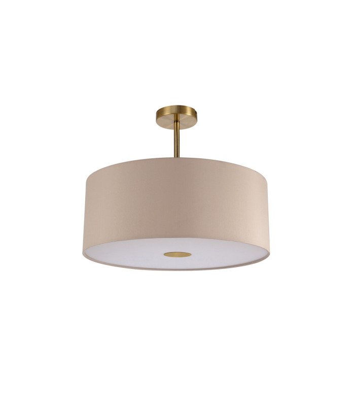 Baymont Antique Brass E27 Semi Flush With 50cm x 20cm Dual Faux Silk Shade Nude Beige/Moonlight-4