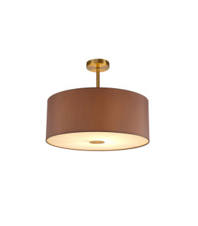 Baymont Antique Brass E27 Semi Flush With 50cm x 20cm Dual Faux Silk Shade Taupe/Halo Gold-1