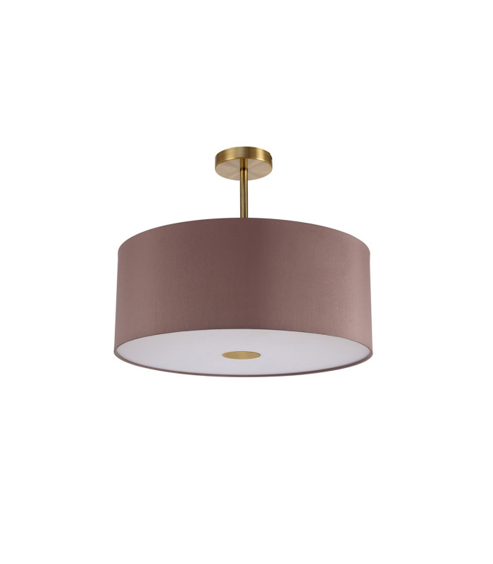 Baymont Antique Brass E27 Semi Flush With 50cm x 20cm Dual Faux Silk Shade Taupe/Halo Gold-4