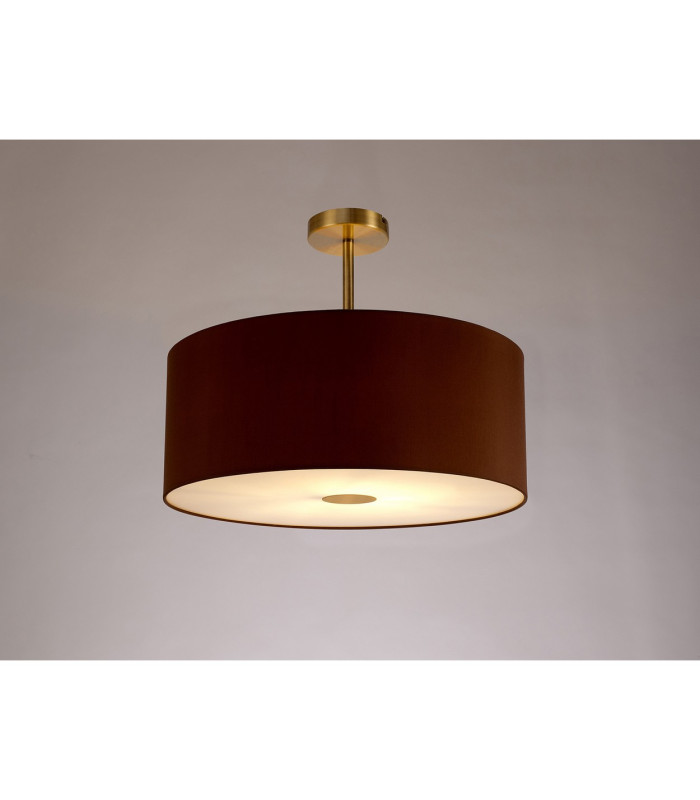 Baymont Antique Brass E27 Semi Flush With 50cm x 20cm Dual Faux Silk Shade Raw Cocoa/Grecian Bronze-2