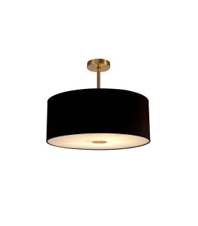 Baymont Antique Brass E27 Semi Flush With 50cm x 20cm Dual Faux Silk Shade Black/Green Olive-1