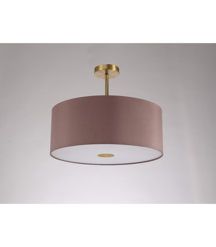 Baymont Antique Brass E27 Semi Flush With 50cm x 20cm Dual Faux Silk Shade Taupe/Halo Gold-13