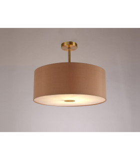 Baymont Antique Brass E27 Semi Flush With 50cm x 20cm Dual Faux Silk Shade Antique Gold/Ruby-2