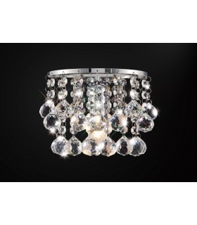 Glass Crystal Wall Lamp, E14 Switched Polished Chrome, Sphere Crystal - 2