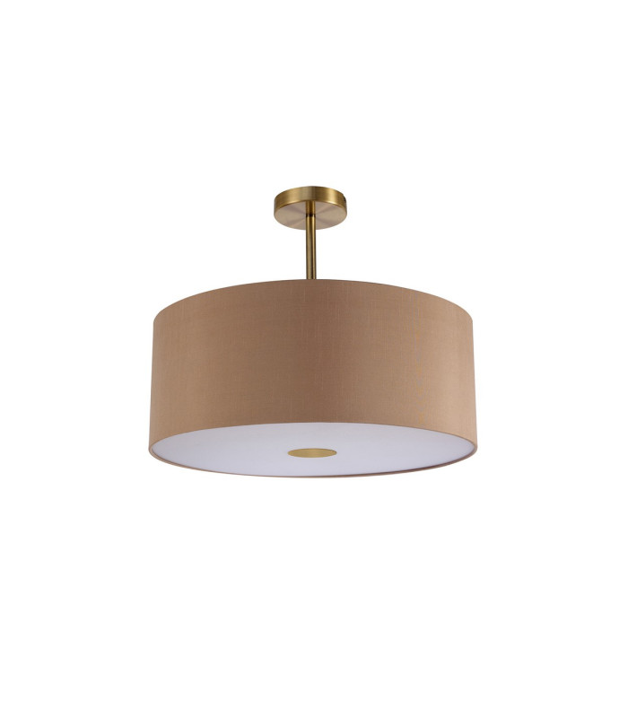 Baymont Antique Brass E27 Semi Flush With 50cm x 20cm Dual Faux Silk Shade Antique Gold/Ruby-4