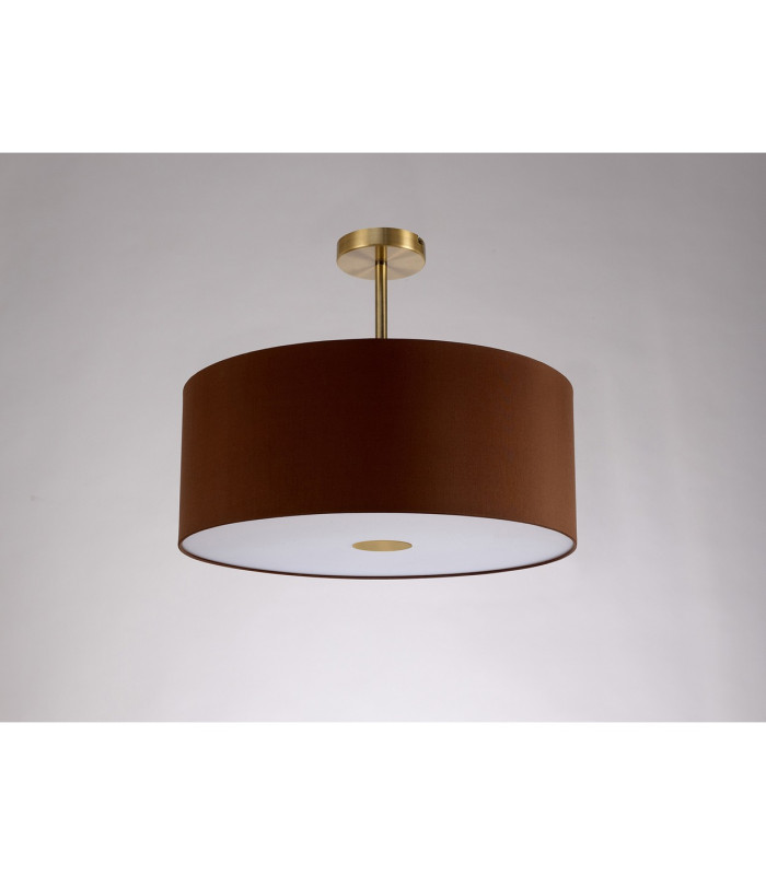 Baymont Antique Brass E27 Semi Flush With 50cm x 20cm Dual Faux Silk Shade Raw Cocoa/Grecian Bronze-13