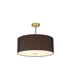 Baymont Antique Brass E27 Semi Flush With 50cm x 20cm Faux Silk Shade Black/White Laminate-1