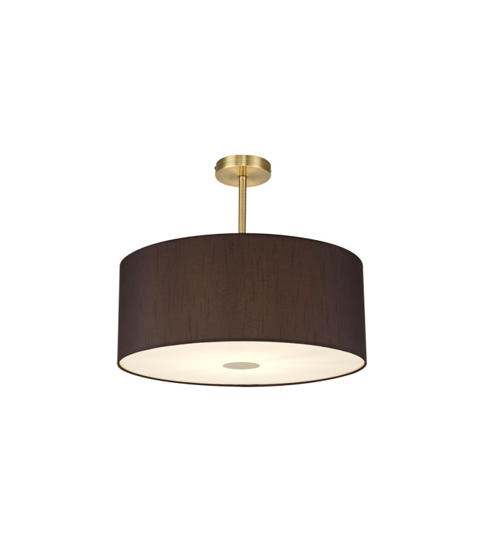 Baymont Antique Brass E27 Semi Flush With 50cm x 20cm Faux Silk Shade Black/White Laminate-1
