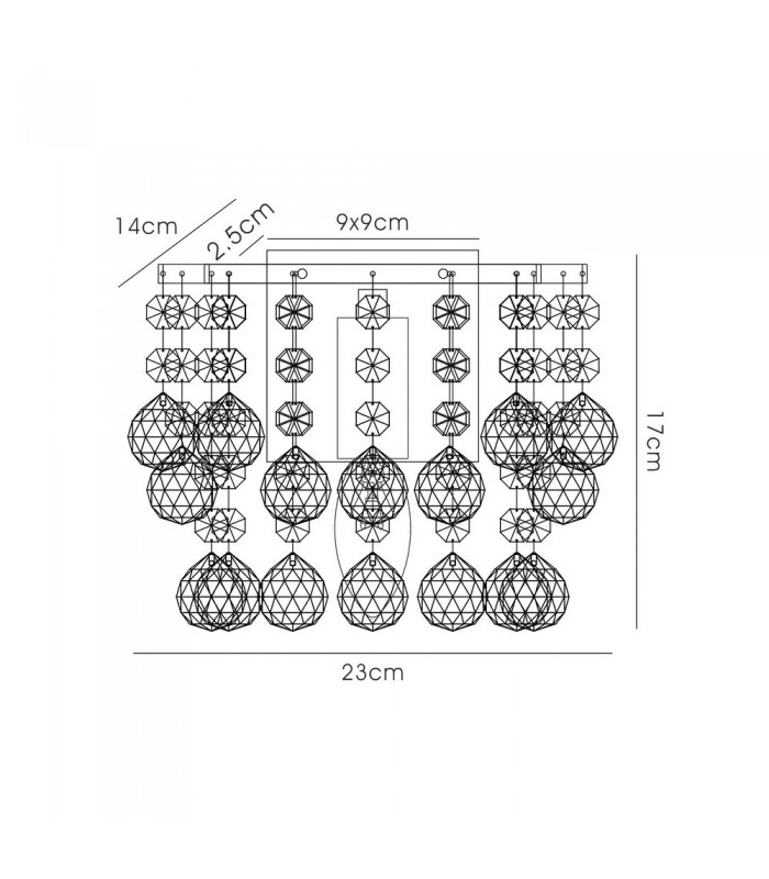 Glass Crystal Wall Lamp, E14 Switched Polished Chrome, Sphere Crystal - 3