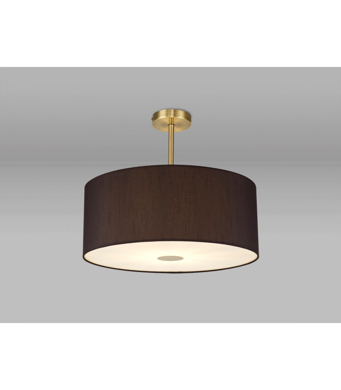 Baymont Antique Brass E27 Semi Flush With 50cm x 20cm Faux Silk Shade Black/White Laminate-2