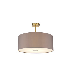Baymont Antique Brass E27 Semi Flush With 50cm x 20cm Faux Silk Shade Grey/White Laminate-1