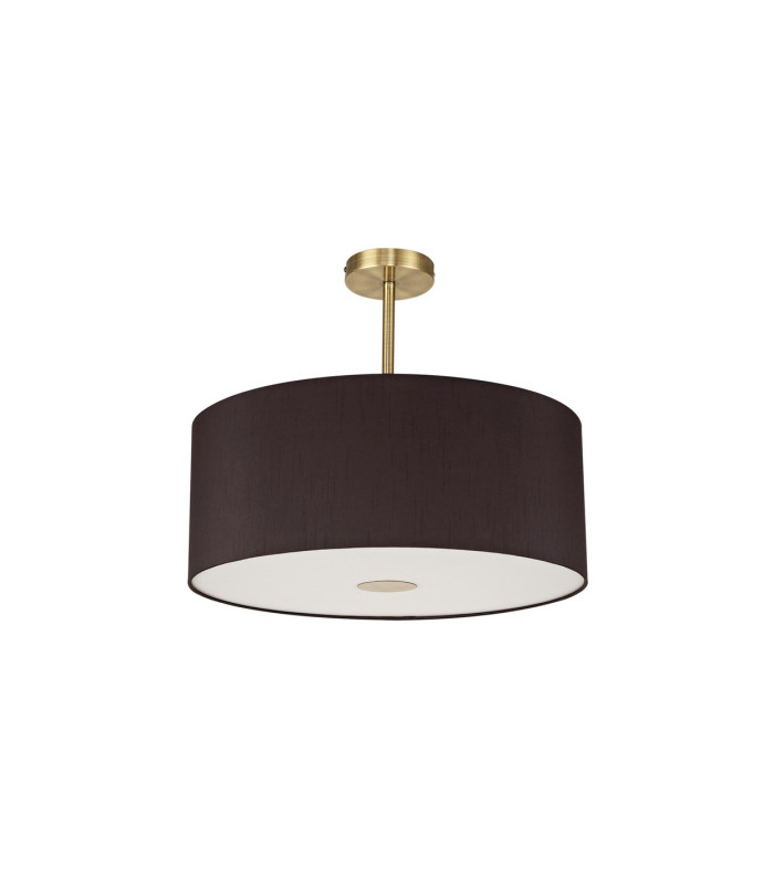 Baymont Antique Brass E27 Semi Flush With 50cm x 20cm Faux Silk Shade Black/White Laminate-4