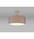 Baymont Antique Brass E27 Semi Flush With 50cm x 20cm Faux Silk Shade Grey/White Laminate-2