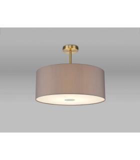 Baymont Antique Brass E27 Semi Flush With 50cm x 20cm Faux Silk Shade Grey/White Laminate-2