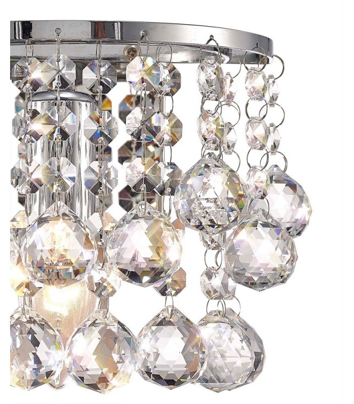 Glass Crystal Wall Lamp, E14 Switched Polished Chrome, Sphere Crystal - 5