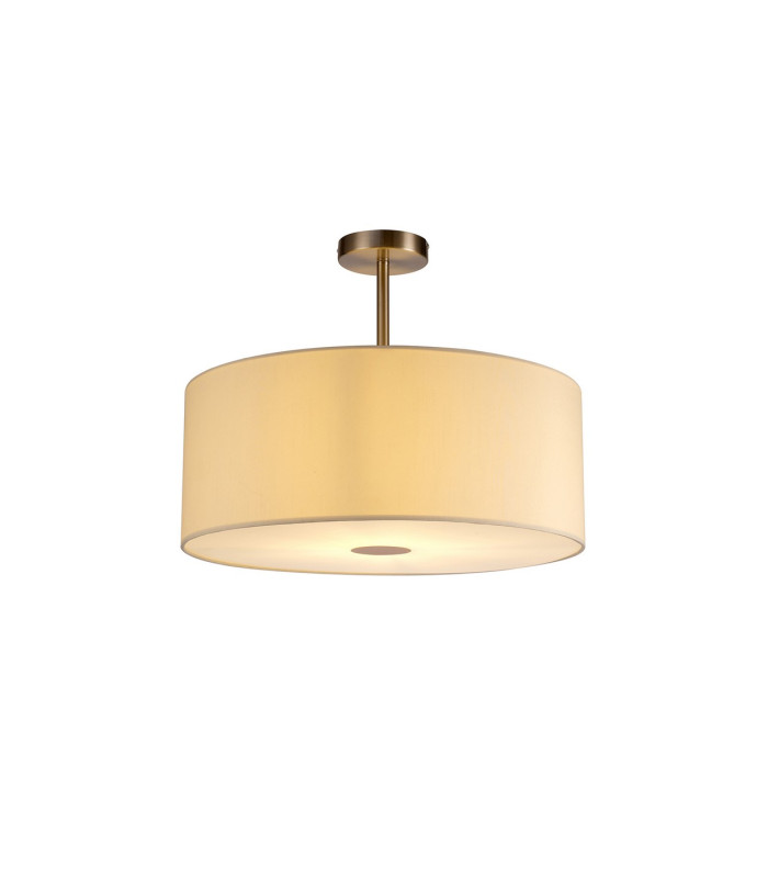 Baymont Satin Nickel E27 Semi Flush With 50cm x 20cm Faux Silk Shade Ivory Pearl/White Laminate-1