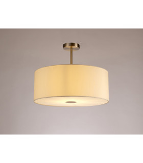 Baymont Satin Nickel E27 Semi Flush With 50cm x 20cm Faux Silk Shade Ivory Pearl/White Laminate-2