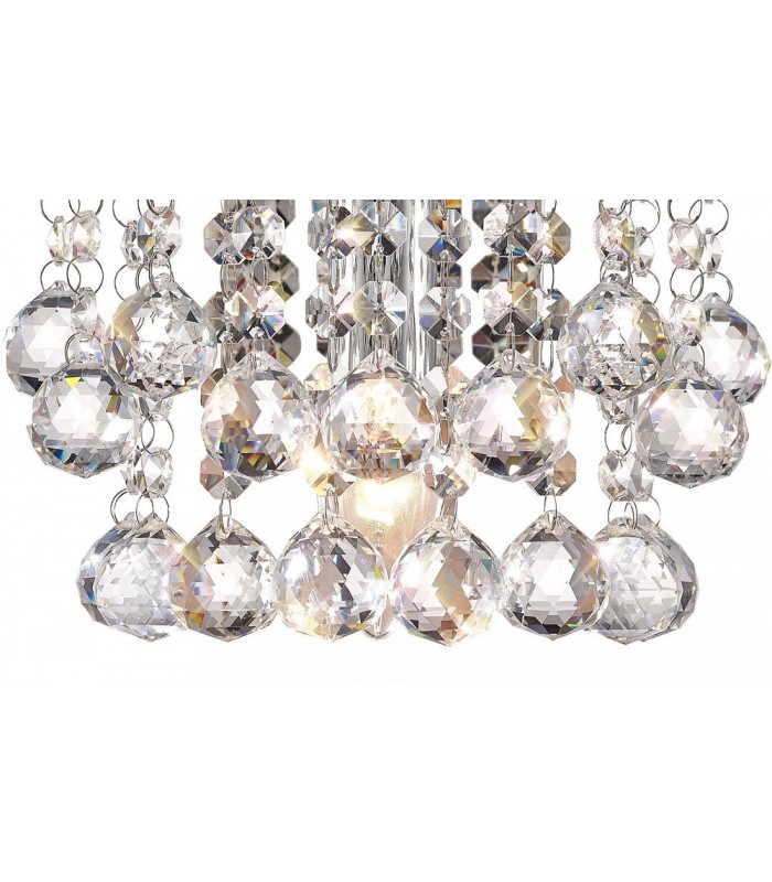 Glass Crystal Wall Lamp, E14 Switched Polished Chrome, Sphere Crystal - 6