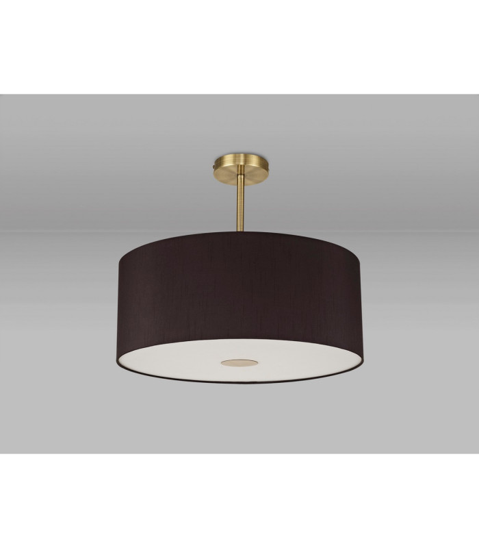 Baymont Antique Brass E27 Semi Flush With 50cm x 20cm Faux Silk Shade Black/White Laminate-13