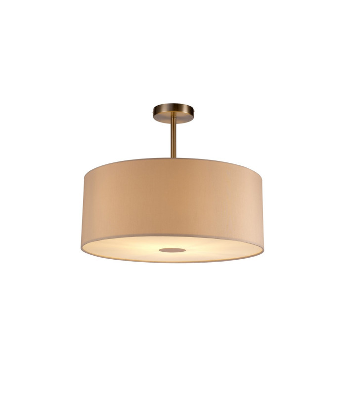Baymont Satin Nickel E27 Semi Flush With 50cm x 20cm Dual Faux Silk Shade Nude Beige/Moonlight-1