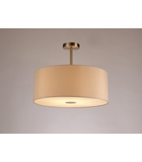 Baymont Satin Nickel E27 Semi Flush With 50cm x 20cm Dual Faux Silk Shade Nude Beige/Moonlight-2