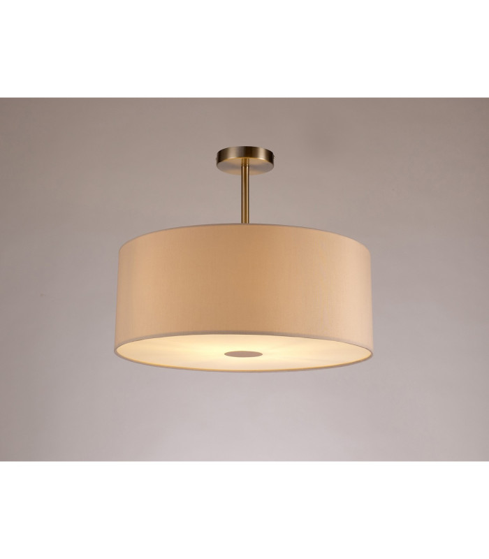 Baymont Satin Nickel E27 Semi Flush With 50cm x 20cm Dual Faux Silk Shade Nude Beige/Moonlight-2