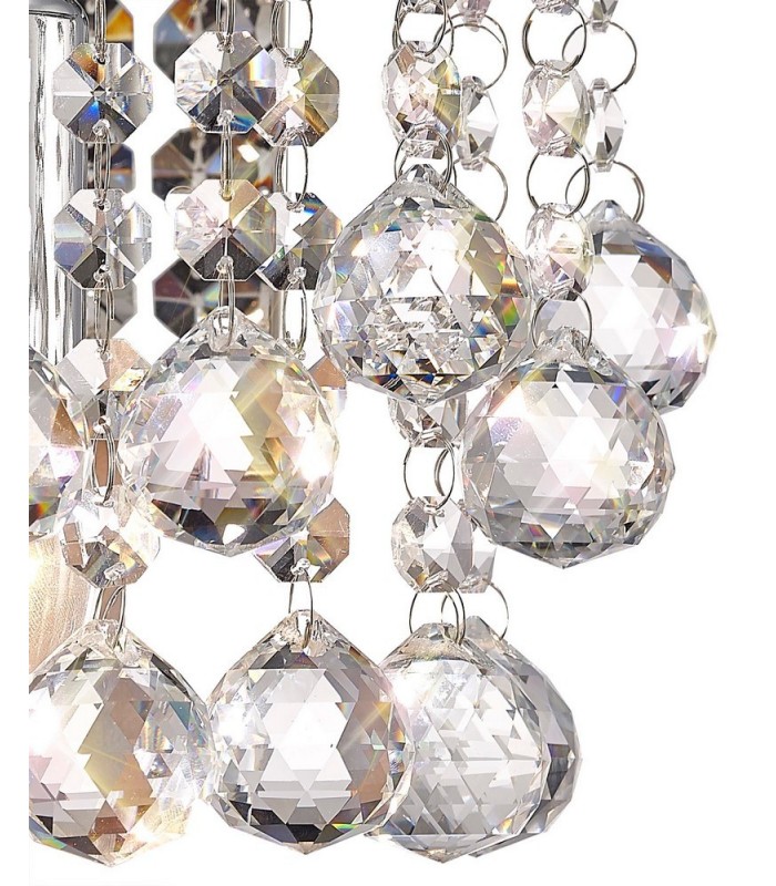 Glass Crystal Wall Lamp, E14 Switched Polished Chrome, Sphere Crystal - 7