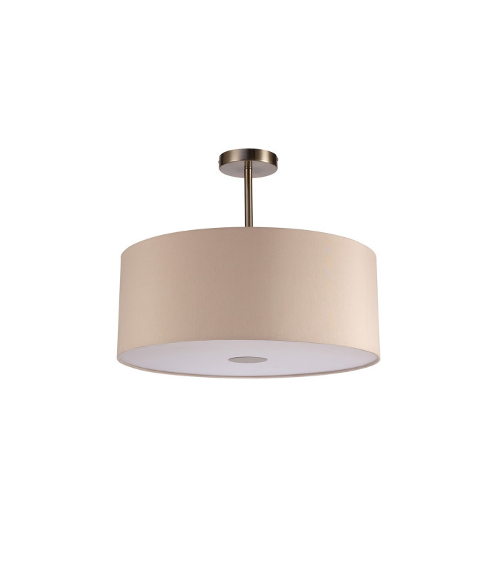 Baymont Satin Nickel E27 Semi Flush With 50cm x 20cm Dual Faux Silk Shade Nude Beige/Moonlight-4