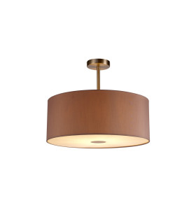 Baymont Satin Nickel E27 Semi Flush With 50cm x 20cm Dual Faux Silk Shade Taupe/Halo Gold-1