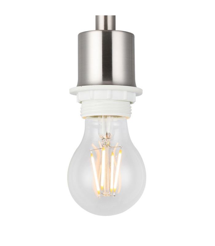 Baymont Satin Nickel E27 Semi Flush With 50cm x 20cm Dual Faux Silk Shade Nude Beige/Moonlight-5