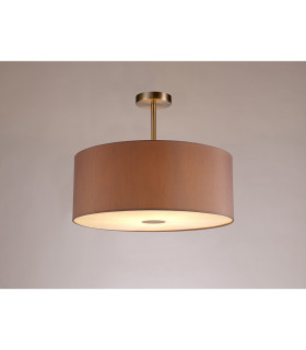 Baymont Satin Nickel E27 Semi Flush With 50cm x 20cm Dual Faux Silk Shade Taupe/Halo Gold-2