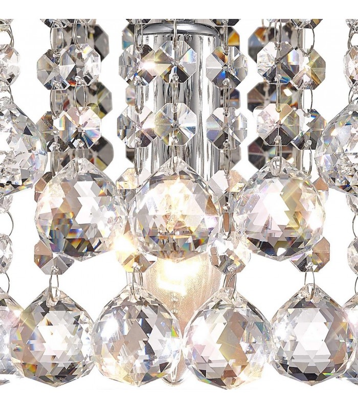 Glass Crystal Wall Lamp, E14 Switched Polished Chrome, Sphere Crystal - 8