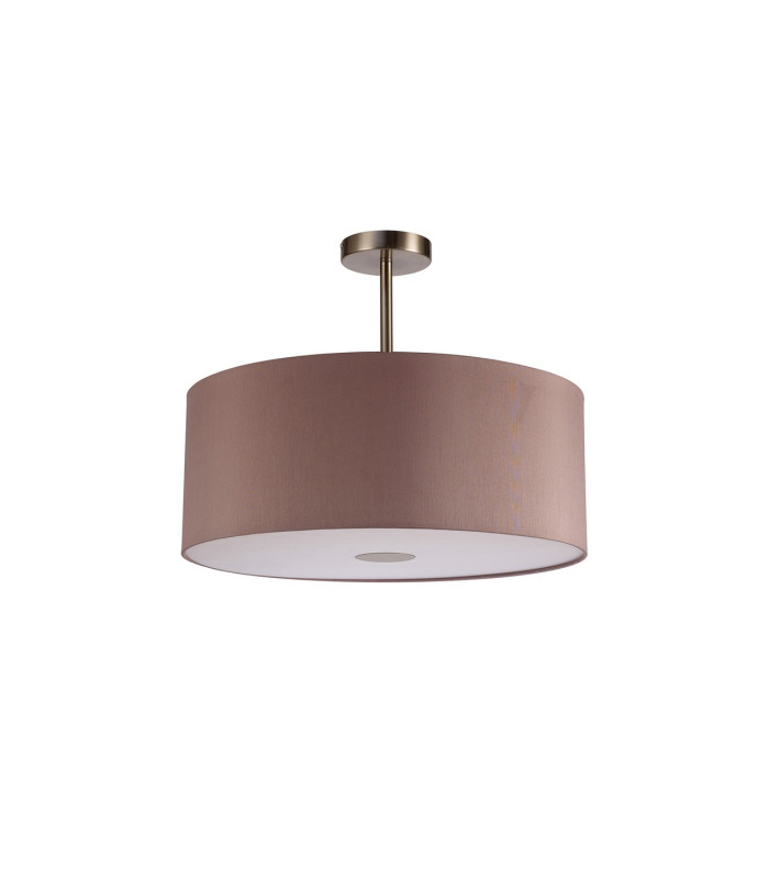 Baymont Satin Nickel E27 Semi Flush With 50cm x 20cm Dual Faux Silk Shade Taupe/Halo Gold-4