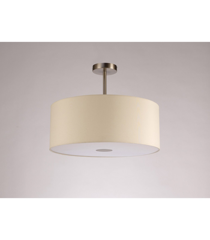 Baymont Satin Nickel E27 Semi Flush With 50cm x 20cm Faux Silk Shade Ivory Pearl/White Laminate-13