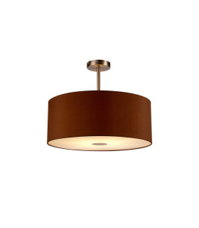 Baymont Satin Nickel E27 Semi Flush With 50cm x 20cm Dual Faux Silk Shade Raw Cocoa/Grecian Bronze-1