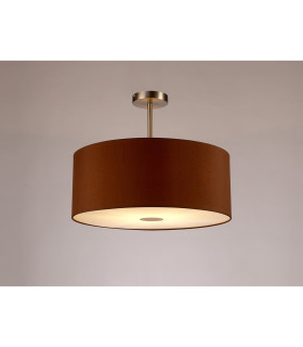 Baymont Satin Nickel E27 Semi Flush With 50cm x 20cm Dual Faux Silk Shade Raw Cocoa/Grecian Bronze-2