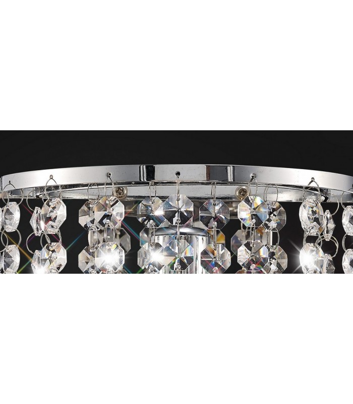 Glass Crystal Wall Lamp, E14 Switched Polished Chrome, Sphere Crystal - 10