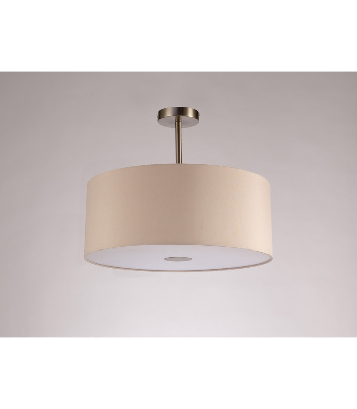 Baymont Satin Nickel E27 Semi Flush With 50cm x 20cm Dual Faux Silk Shade Nude Beige/Moonlight-13
