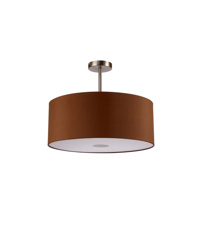 Baymont Satin Nickel E27 Semi Flush With 50cm x 20cm Dual Faux Silk Shade Raw Cocoa/Grecian Bronze-4