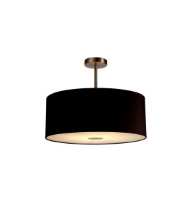 Baymont Satin Nickel E27 Semi Flush With 50cm x 20cm Dual Faux Silk Shade Black/Green Olive-1