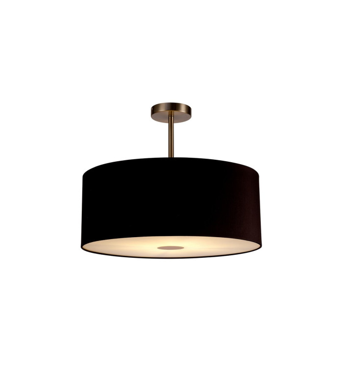 Baymont Satin Nickel E27 Semi Flush With 50cm x 20cm Dual Faux Silk Shade Black/Green Olive-1