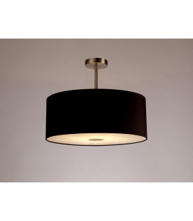 Baymont Satin Nickel E27 Semi Flush With 50cm x 20cm Dual Faux Silk Shade Black/Green Olive-2